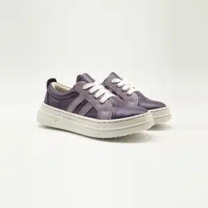 Espadrille en cuir véritable mauve. Modèle moon. Paire