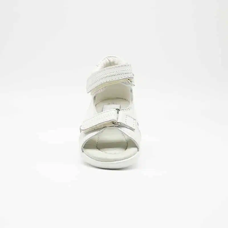 Sandale en cuir véritable blanc. Modèle Tender. Vue de face