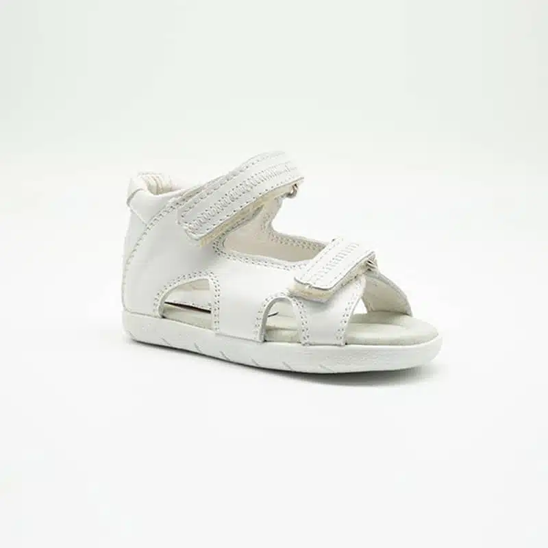 Sandale en cuir véritable blanc. Modèle Tender. Vue latérale 2