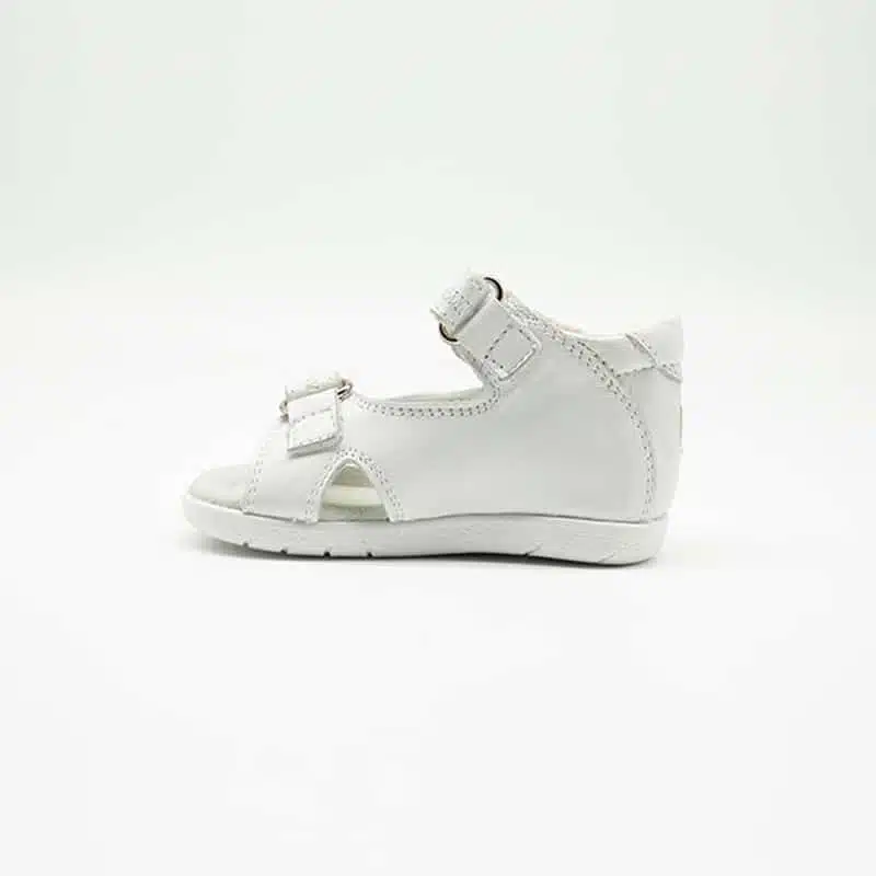 Sandale en cuir véritable blanc. Modèle Tender. Vue latérale