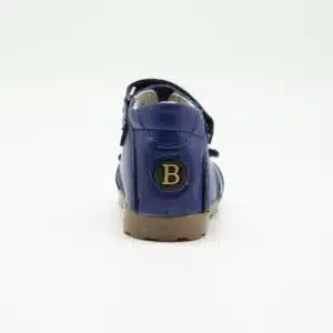 Sandale en cuir véritable bleu. Modèle Tender. Vue de derrière