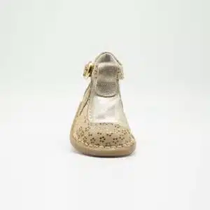 Sandale en nebuk véritable beige cuir argenté. Modèle Dora. Vue face