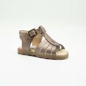 Sandel en cuir véritable bronze. Modèle Paris. Vue de côté 2