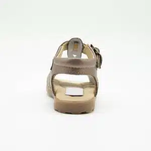 Sandel en cuir véritable bronze. Modèle Paris. Vue de derrière