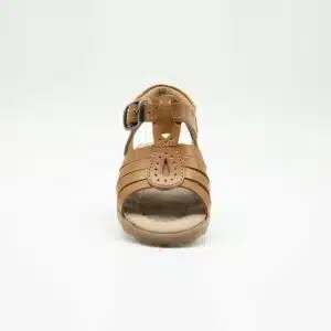 Sandel en cuir véritable camel. Modèle Paris. Vue de face