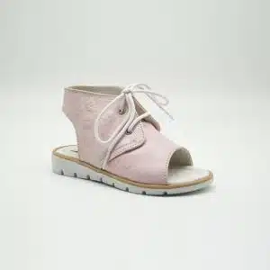 Sandel en cuir véritable rose. Model Playa. Vue de côté 2