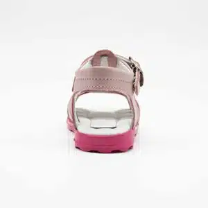 Sandel en cuir véritable rose. Modèle Paris. Vue de derrière