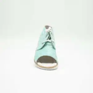 Sandel en cuir véritable turquoise. Model Playa. Vue de face