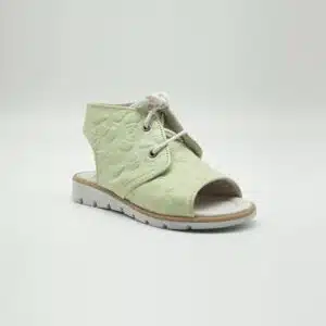 Sandel en cuir véritable vert. Model Playa. Vue de côté