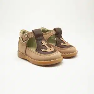 Chaussures en cuir véritable beige et marron. Modèle Rubis. Paire