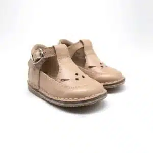 Chaussures en cuir véritable beige. Modèle Saphir_V2. Paire