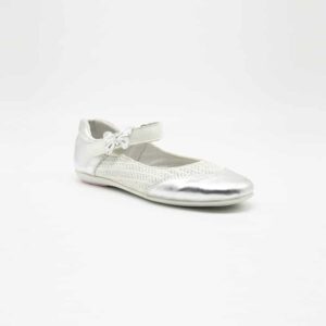 Chaussures en cuir véritable blanc. Modèle Opera. Vue de côté