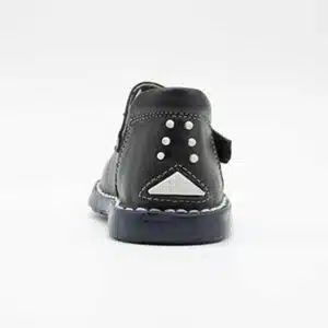 Chaussures en cuir véritable bleu. Modèle Aster. Vue de derrière