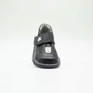 Chaussures en cuir véritable bleu. Modèle Aster. Vue de face