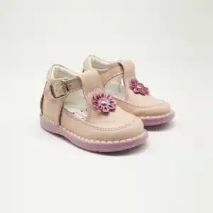 Chaussures en cuir véritable rose poudré. Modèle Rubis. Paire