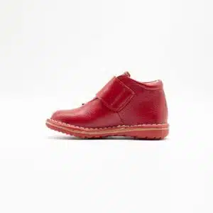 Chaussures en cuir véritable rouge. Modèle Doris. Vue de côté 2