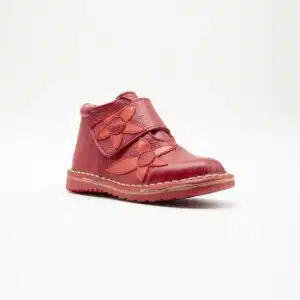Chaussures en cuir véritable rouge. Modèle Doris. Vue de côté