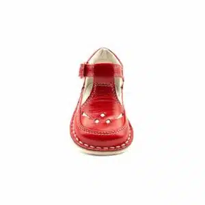 Chaussures en cuir véritable rouge. Modèle Saphir_V2. Vue de face