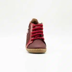 Chaussures en cuir véritable rouge. Modèle Stella_V2. Vue de face