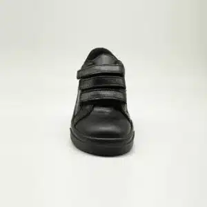 Espadrille en cuir véritable noir. Modèle Walk. Vue de face